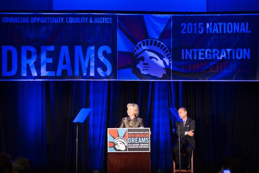 USA, New York: Presidential candidate Hillary Clinton gave a speech on the issue of immigration at the National Integration Conference in New York on December 14, 2015.