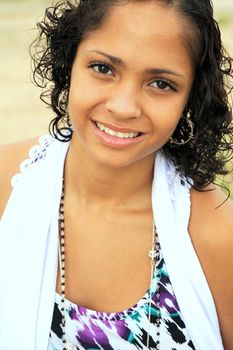 African american female beauty expressions outside.