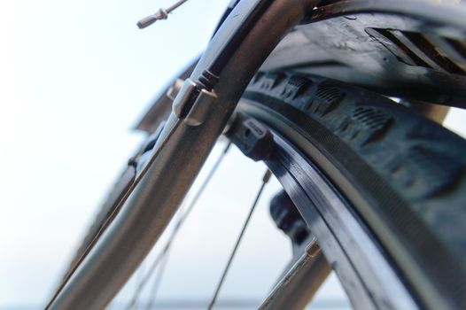 color bike, small parts of bike in sunny day