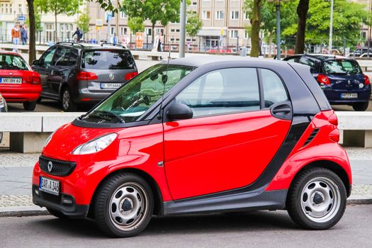 BERLIN, GERMANY - SEPTEMBER 11, 2013: Motor car Smart City Coupe at the city street.