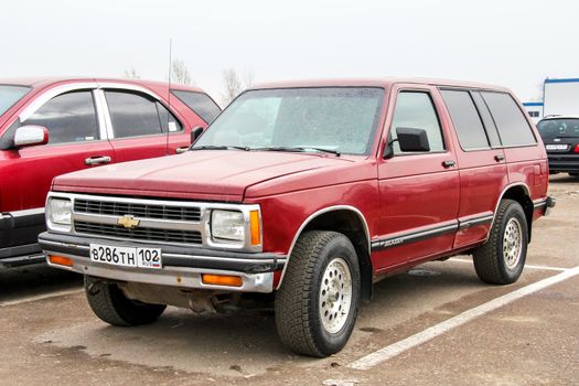 UFA, RUSSIA - APRIL 19, 2012: Motor car Chevrolet Blazer at the used cars trade center.