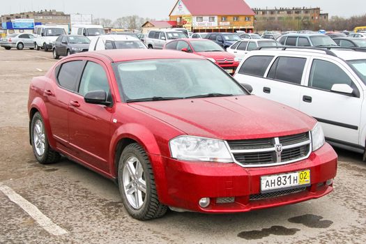 UFA, RUSSIA - APRIL 19, 2012: Motor car Dodge Avenger at the used cars trade center.