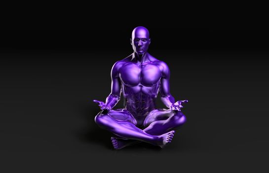 Man in Yoga Lotus Position Pose as Art