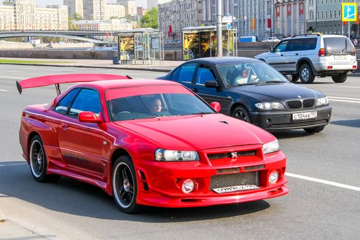 MOSCOW, RUSSIA - MAY 5, 2012: Motor car Nissan Skyline GT-R at the city street.