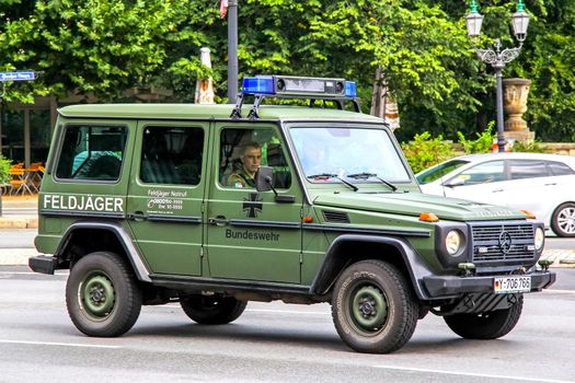 BERLIN, GERMANY - SEPTEMBER 10, 2013: Motor car Mercedes-Benz W461 G-class at the city street.