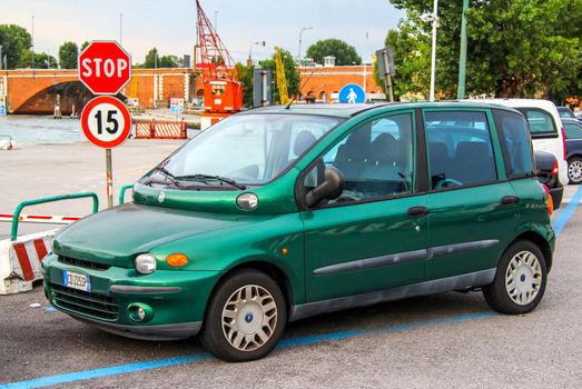 VENICE, ITALY - JULY 30, 2014: Motor car Fiat Multipla at the city street.