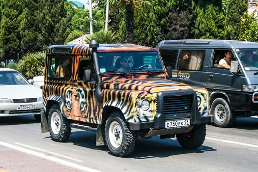 SOCHI, RUSSIA - JULY 26, 2009: Motor car Land Rover Defender at the city street.