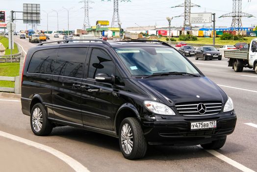 MOSCOW, RUSSIA - JUNE 2, 2012: Motor car Mercedes-Benz W639 Viano at the interurban freeway.