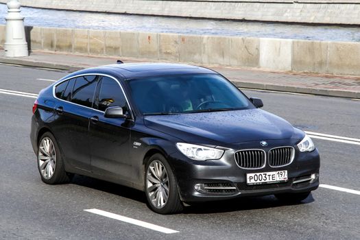 MOSCOW, RUSSIA - JUNE 3, 2012: Motor car BMW F07 5-series Gran Turismo at the city street.