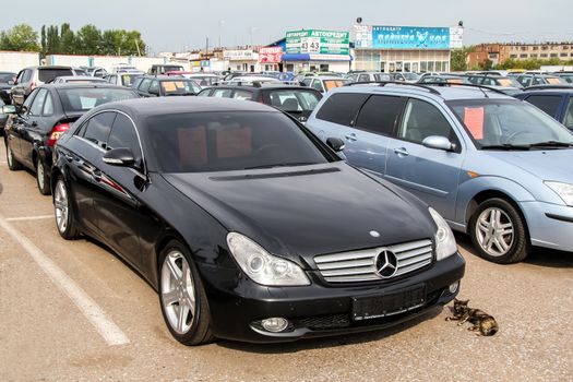 UFA, RUSSIA - SEPTEMBER 5, 2011: Motor car Mercedes-Benz W219 CLS-class at the trade center.