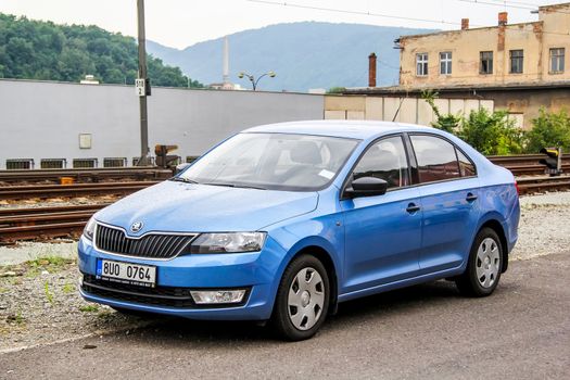 USTI NAD LABEM, CZECH REPUBLIC - JULY 21, 2014: Motor car Skoda Rapid at the city street.