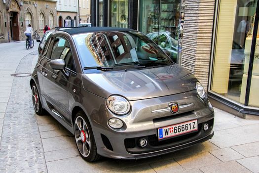 SALZBURG, AUSTRIA - JULY 28, 2014: Motor car Fiat 500 Abarth at the city street.