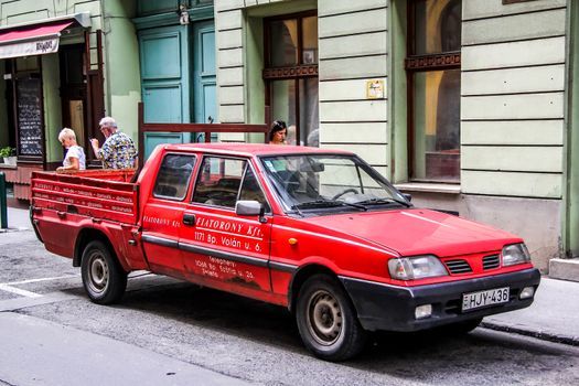 BUDAPEST, HUNGARY - JULY 23, 2014: Motor car Daewoo-FSO Polonez at the city street.