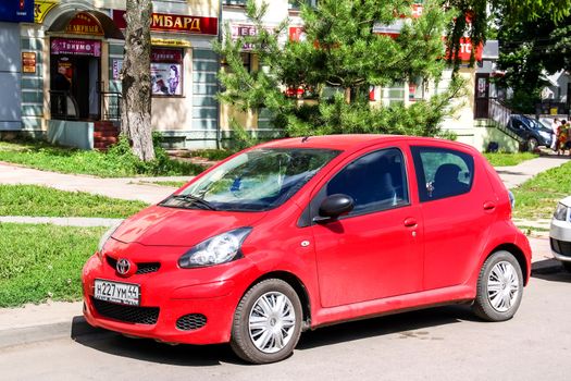 KOSTROMA, RUSSIA - JULY 23, 2014: Motor car Toyota Aygo at the city street.