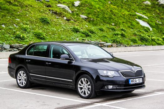 TYROL, AUSTRIA - JULY 29, 2014: Motor car Skoda Superb at the Grossglockner High Alpine road.