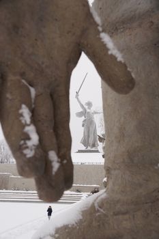 Sculpture, greatest in the world, "Motherland" on Mamayev Kurgan in the city of Volgograd