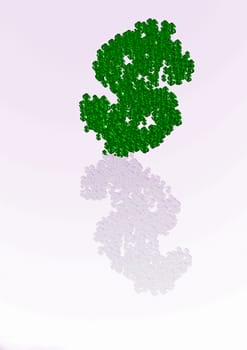 Currency sign the dollar made of a set of small dollars.