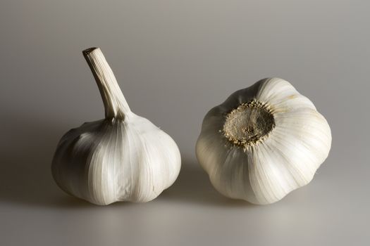 Pair of Garlic Bulbs close up.
