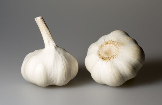 Pair of Garlic Bulbs close up.