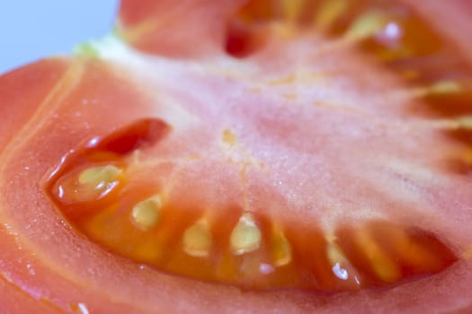 Sliced Tomato Close Up macro Image.