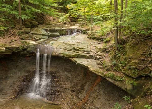 Nature scene at Blue Hen Falls, shot from elevated perspective