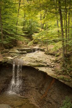 Nature scene with Blue Hen Falls waterfall, vertical orientation