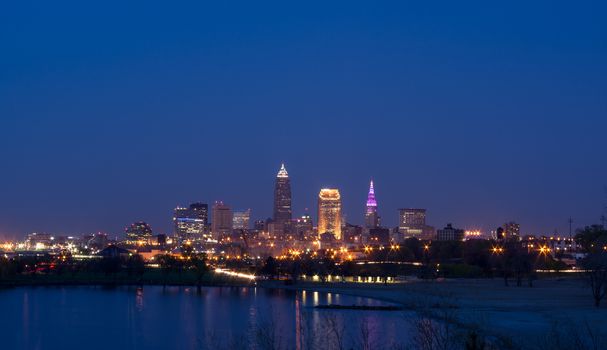 Cleveland, Ohio skyline at twilight