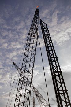 Industrial cranes silhouette