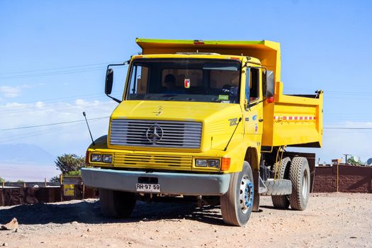 SAN PEDRO DE ATACAMA, CHILE - NOVEMBER 15, 2015: Dump truck Mercedes-Benz LS 1618 at the countryside.