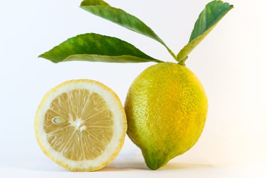 Fresh lemon over white background.