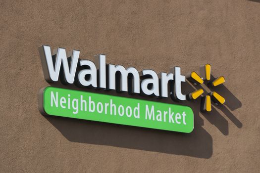 ALTADENA, CA/USA - JANUARY 16, 2016: Walmart Neighborhood Market sign and logo. Walmart Neighborhood Market stores are owned by Walmart.