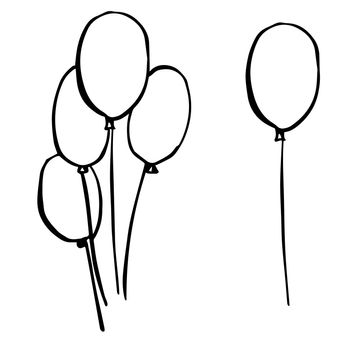 freehand sketch illustration of balloons, doodle hand drawn