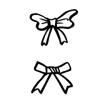 freehand sketch illustration of ribbon bows, doodle hand drawn