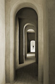 Archway in a medieval castle in Spain