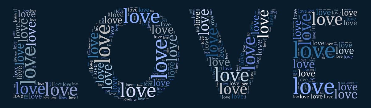 Valentines day card word cloud concept on dark background