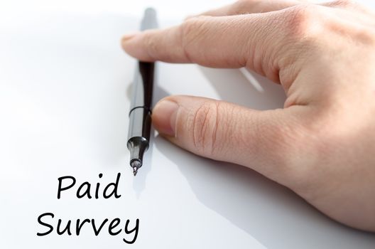 Paid survey text concept isolated over white background