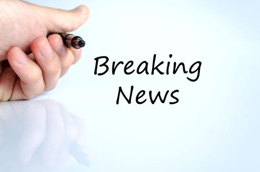 Breaking news text concept isolated over white background