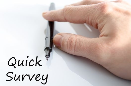 Quick survey text concept isolated over white background