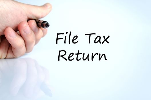 File tax return text concept isolated over white background