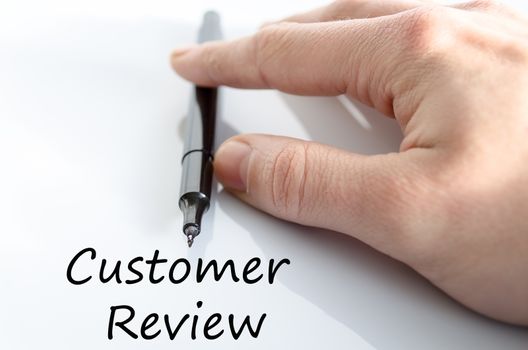 Customer review text concept isolated over white background