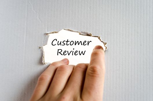 Customer review text concept isolated over white background