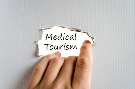 Medical tourism text concept isolated over white background