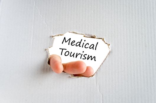 Medical tourism text concept isolated over white background