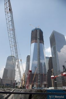 Construction of the new world trade center tower in new york