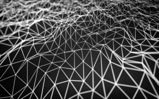 Abstract polygonal space low poly dark background with connecting dots and lines. Connection structure.