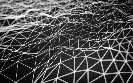 Abstract polygonal space low poly dark background with connecting dots and lines. Connection structure.