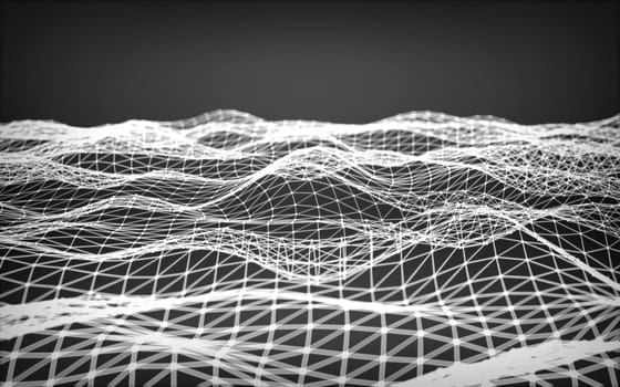 Abstract polygonal space low poly dark background with connecting dots and lines. Connection structure.