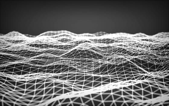 Abstract polygonal space low poly dark background with connecting dots and lines. Connection structure.