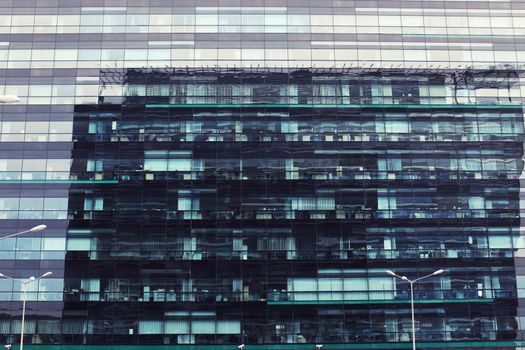 Glass business big building with many offices