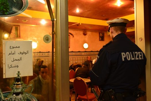 GERMANY, Düsseldorf: Nearly 300 police officers conduct searches in Düsseldorf, the capital of the German state North Rhine Westphalia, during the night between January 16 and January 17, 2016. Police looked for suspects in restaurants and eateries in the area around the city's railway station, also known as the Maghreb neighborhood due to the high number of North Africans living there. Security forces in North Rhine Westphalia have come under pressure after criticism that they did little to prevent sexual assaults and robberies on New Year's Eve in Cologne. On that night, over a 1,000 men mainly suspected to be of North African and Arab origin sexually harassed and robbed hundreds of women at Cologne's main railway station.